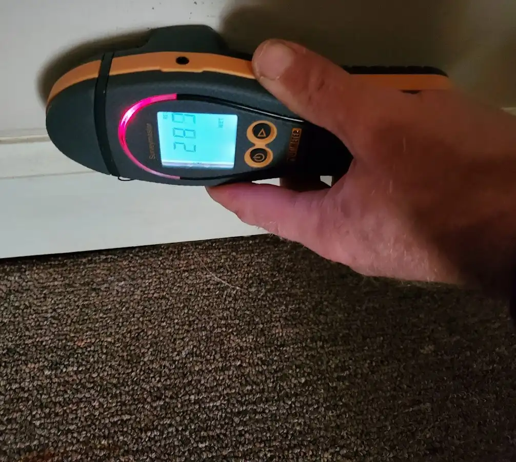 Moisture detection at baseboard during Burst Pipe Cleanup in Laredo